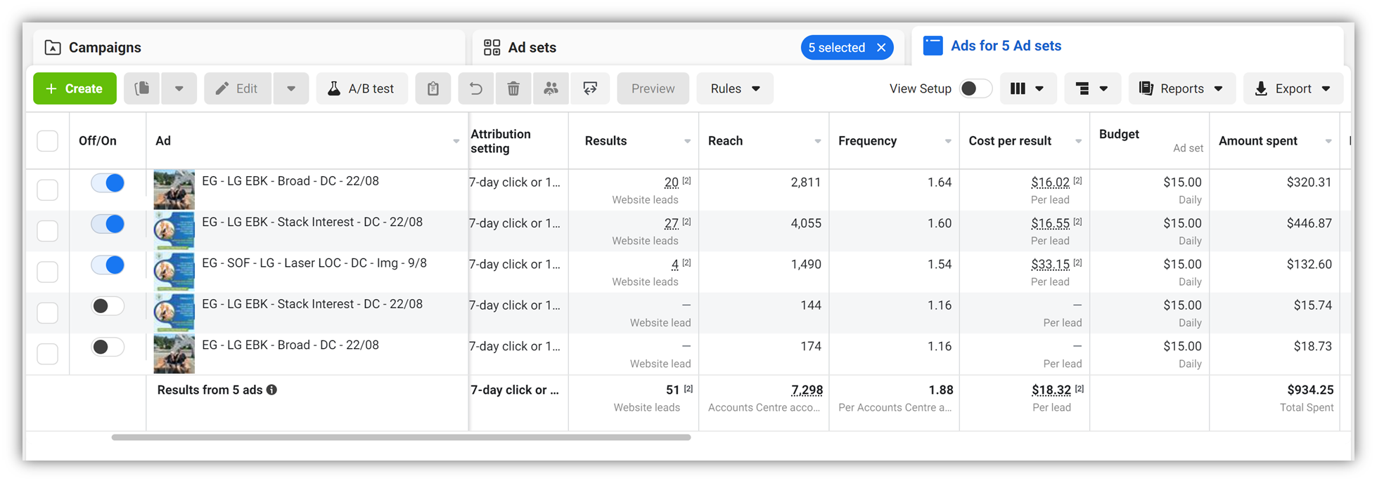 Meta Ads campaign result 3